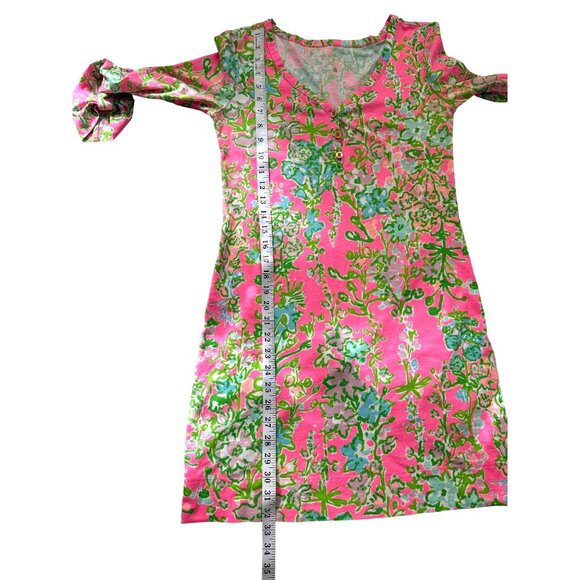 Lilly Pulitzer Palmetto T-Shirt Dress Floral Pink Green Pima Cotton Women XS - Picture 7 of 9